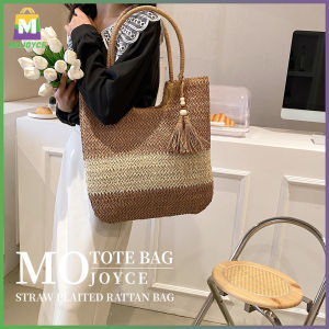 Light and Spacious Women Tote Bag with Straw Woven Material and Tassels for Travel and Leisure