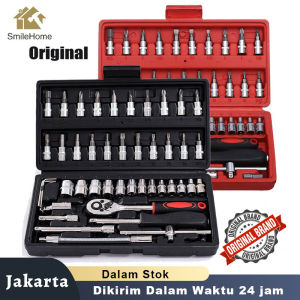 Kunci SOK 46 PC Set Socket (1/4 ") Full Lengkap Socket Tool Kit Pas Ring L Motor Mobil Kunci & Keamanan nank Bor Obeng & Aksesoris Otomotif Perkakas Perkakas Tangan Sepeda Motor High Quality 46pcs/set Tool Box Car Motorcycle Repair Set Hand Tool DIY
