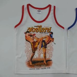 Paintmyloveเสื้อกล้ามเด็กกุ้นแขน สกรีนลายมวยไทย ผ้าcotton100% ผ้านุ่มใส่สบาย ใส่ได้ทั้งชายและหญิง