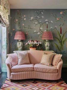 French Vintage Stripe Fabric Sofa American Living Room Love Seat Small Apartment Modern Light Luxury Curved Sofa