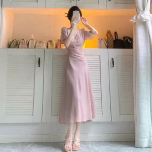 PAIBOLI | Stunning New Style Womens Pink Qipao Dress Elegant Beautiful Summer Short Sleeve Fashionable Chinese Traditional Reinterpretation