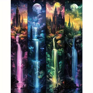 Acrylic Paint By Numbers Colorful Waterfall Painting By Numbers on Canvas Coloring By Number for Adults Paint Digital Art
