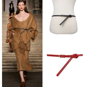 Versatile Thin Belt Dress Coat Any Accessory Shirt Small Belt Womens Waist Chain Outerwear Autumn Winter Fashion Butterfly Knot Rivet Detail PU Leather Alloy Buckle