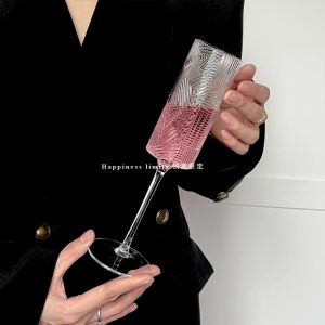 Limited Edition Handblown Glass Champagne Cup Retro Bubble Wine Glass High Footed French Style KLXD Brand round Shape Transparent