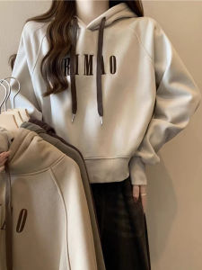 Short Sleeveless Hoodie Women Spring Autumn Thin Korean Style Loose Long Sleeve Embroidered Sweatshirt Fashionable Student Top