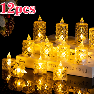 6/12/24pcs Beautiful And Elegant 3pcs Battery-Powered Flameless Candle Lights For Weddings Parties Christmas Decoration