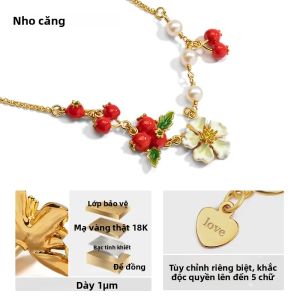 Mặt Dây Chuyền Men Mạ Vàng 18K Hình Hoa Và Quả Táo Gai Trên Dây Chuyền Tinh Tế Món Quà Trang Sức Biểu Tượng Dễ Thương/romantic Dành Cho Ngày Kỷ Niệm
