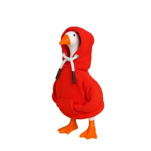 Funny 5 Inch Goose Outfits Red Hoodies Soft Solid Color Desk Goose Outfits Clothes Mini Porch Goose Hoodies for Decoration