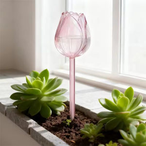 Transparent Thick PET Tulip Shaped Self Watering Spike Slow Release Irrigator for Indoor Potted Plants Balcony Home Garden
