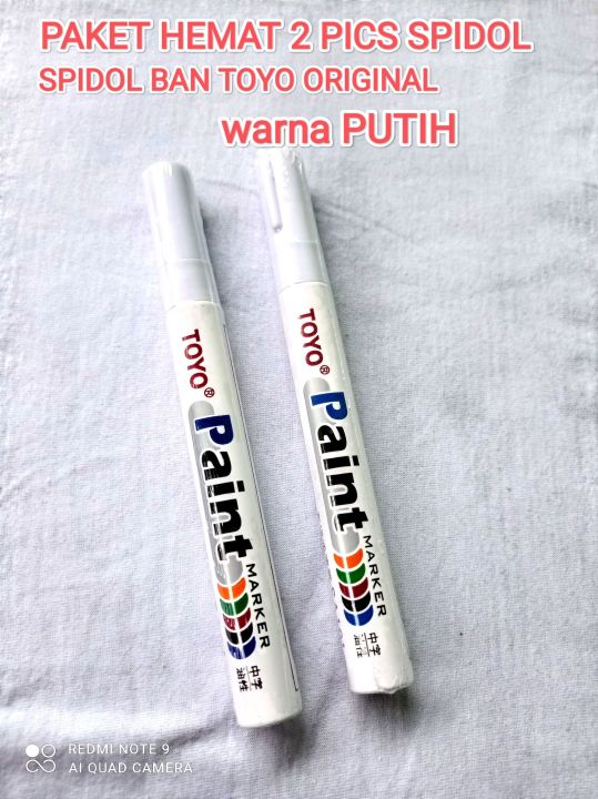 PAKET 2 PICS SPIDOL BAN TOYO SPIDOL BAN MOTOR SPIDOL BAN MOBIL ORIGINAL TOYO PAINT MARKER WARNA PUTIH