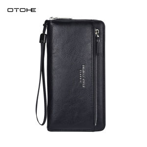 OTOHE Mens Long Wallet Soft PU Long Wallet Multi-Functional Wallet Large Capacity Purse Wrist Strap Design Phone Bag ID Credit Cards Holders Coin Pouch PU Leather Coin Bag Business Leisure Wallets