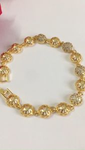 Vòng Tay Bạc Nữ Lắc Tay Vàng Mạ 24k Bán Cầu Đính Đá Cao Cấp L133 NaMoo Jewelry