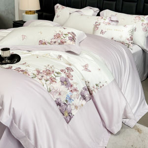 Luxurious Embroidered Flowered Cotton Bedding Set 100% Cotton