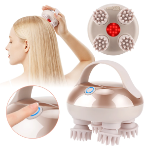 Hailicare | Electric Scalp Head Massager Red Light Therapy 2 Speed Modes 76 Contacts Deep Kneading 15min Timer Full Body & Pet Massage Relax