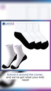 School White Socks for Kids Boy and Girl 5-12 years old K-12 (6 pairs)