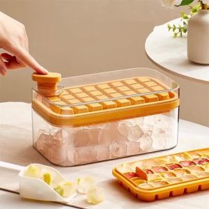 Khay Làm Đá Viên Dung Tích Lớn Nhấn Một Chạm Nhanh Chóng Có Nắp Thân Thiện Với Môi Trường Chất Liệu An Toàn Thực Phẩm Tiện Lợi Dụng Cụ Bảo Quản Đá.