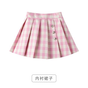 Princess Style Girls Plaid Jacket Floral Skirt Set Sweet Bifold Skirt Childrens Casual Wear Spring Autumn Seasonal Clothes