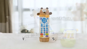 Đồ chơi Remote điều khiển từ xa 3 ngôn ngữ có đèn có nhạc có gặm nướu cho bé khám phá phát triển