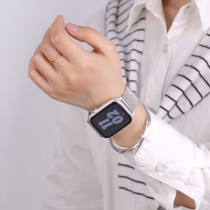 Magnetic Buckle Band Compatible with apple watch band Series 10 9 8 7 6 5 4 SE Ultra 2 49mm Metal stainless steel bracelet Compatible with apple watch strap 46mm 45mm 44mm 42mm 38mm 40mm 41mm Milanese Strap