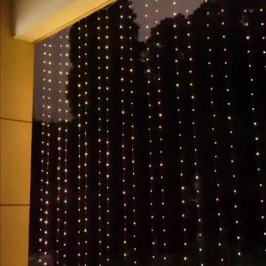Solar Powered Hanging Curtain Lights with 8 Light Modesused for Courtyard BalconybedroomChristmas and Birthday Party