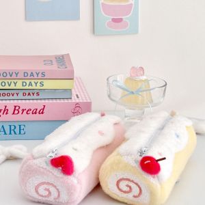 Cute Swiss Roll Cake Sweet Pencil Case Stationery Large Capacity Plush Student Storage Bag