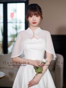 Summer Stand Collar Lightweight Chiffon Shawl for Dresses and Qipao
