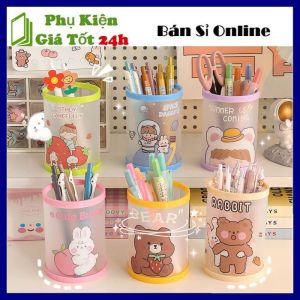 Ống Đựng Bút Để Bàn Hoạt Hình Gấp Gọn Siêu Dễ Thương - Lọ Cắm Bút Viết Đồ Dùng Học Tập Để Bàn - Lọ Đựng Bút Đa Năng - Khay Đựng Bút