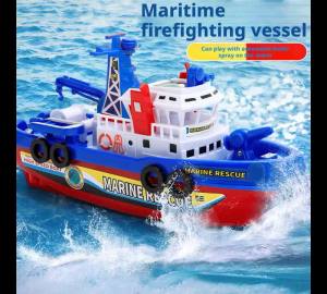 Marine Fireboat Childrens Sprinkler Electric Boat Bathing Toy Light Up Pool Bathtub Toy Boat Rescue Fire Boat for Kids Gift