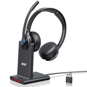 Acer | NEW Acer HB02 Wireless Headsets for Work 2.4G Bluetooth 5.3 Dual Mode Headphones ENC Crystal-Clear Calls Mic USB Dongle for PC