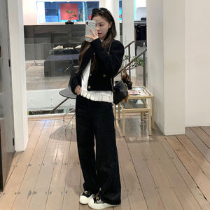 American Style Retro Fashion Wide Leg Jeans Womens Spring Autumn Versatile High Waist Slimming Small Size Narrow Straight Tube Pants