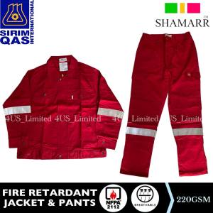 SHAMARR FIRE RETARDANT WORKING JACKET & PANTS NFPA2112 (FR) RED | PPE SAFETY WORKING JACKET AND PANTS (SIRIM)