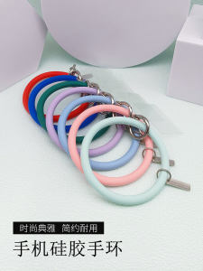 Short Liquid Silicone Phone Strap Bracelet Pendant Soft Rubber round Neck Handmade DIY Mobile Phone Lanyard Trendy Ins Style for Women