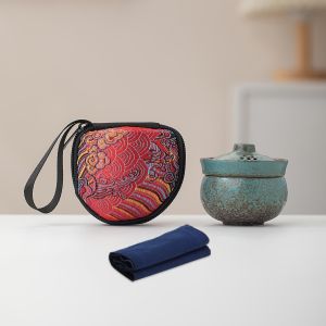 WENZHE | Bộ Ấm Trà Mini Và Bộ Dụng Cụ Pha Trà Du Lịch Di Động Kèm Túi Đựng Chén Trà Gốm Sứ Dùng Cho Ngoài Trời Cắm Trại Văn Phòng Và Gia Đình Của WENZHE