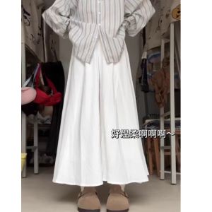 Autumn New plus Size Womens Loose Comfortable Breathable Casual Wide Leg Pants Skirt High Waist Long Polyester Fiber