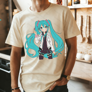 Bandai | Hatsune miku T-shirt Anime Shirt Anime Cosplay Clothing miku Fan Art Shirt miku Merch Vocaloid Japanese Streetwear Mens Shirts