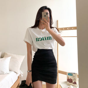 Fashion Short A-Line Skirt High Waist Flared Skirt Notched Hemline Anti-Against Darkness Black Womens Autumn Collection