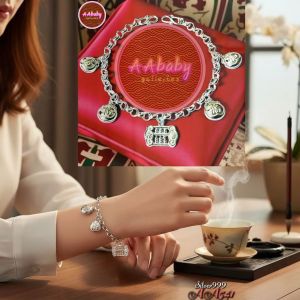 7🌈 AAbaby Galleries AA541 Original Baby S999 Silver Ankle Bracelet Lucky Bells纯银福算盘幸运铃宝宝脚链Gelang Bayi