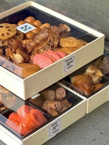 Outdoor Camping Barbecue Takeaway Box Peking Duck Meat Platter Nine Grids Wooden Box Degradable Material Rectangular Shape