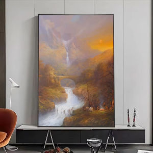KAYOU | Mysterious Dark Tower Mountain Valley Castle Scenery Oil Painting By Numbers Wall Art Living Room Home Decor Unframed