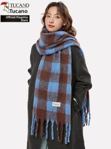 TUCANO | Plaid Blue and Brown Winter Warm Scarf Womens