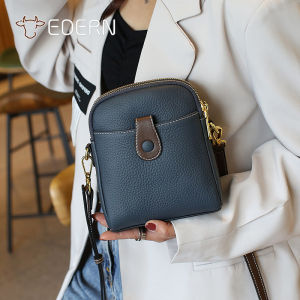 EDERN Genuine Leather Shoulder Bag for Women Girls Fashion Versatile Cowhide Small Crossbody Bag Womens Sling Bag Mobile Phone Bag
