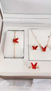 Fancy Butterfly Jewelry Set for Women Girls Fashion Elegant Vintage Bracelet Earrings Necklace Ring Set Fashion Jewelry Accessories Christmas Gifts