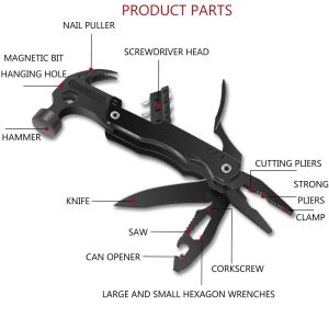 【Apex】original mini all in one claw hammer stainless steel hand tool safety hammers head cutter bottle opener pliers plier knife Knives vise screwdriver camping tools 1 set japan martilyo axe survival saw multifunction Pocket
