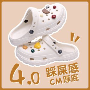 Giày Lười Hở Mũi Dễ Thương Thoáng Khí Chống Trượt Ngoài Trời Thời Trang Đế EVA Mùa Hè Thường Ngày Đi Biển Thoải Mái