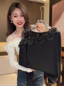 Áo Thun Dài Tay Ôm Vừa Vặn Thời Trang Thu Mới Cho Nữ Áo Thun Lưới Xếp Ly Kiểu Dáng Dài Tay Áo Thun Đa Năng Cho Nữ