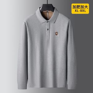 100% Pure Cotton Long Sleeves Polo Shirt Mens plus Size Tops Men Lapel T-shirt Mens Spring and Autumn T-Shirt
