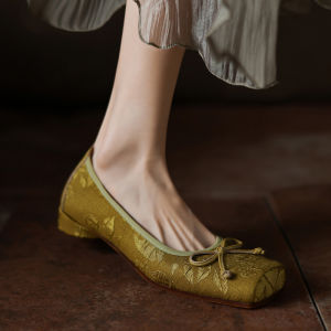 Retro Style Low Heel Embroidered Womens Shoes Traditional Chinese Design Butterfly Knot Shallow Single Shoe for Daily Wear