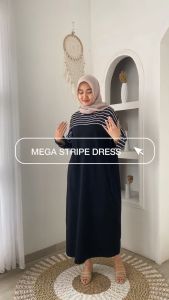 MEGA STRIPE DRESS - FLOTTILICIOUS / Baju Gamis Muslim Wanita Simple Lebaran 2025 Fashion Outfit Korean Style Garis