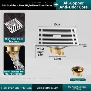 YUESHIYI | Stainless Steel Copper Core Anti-odor Backflow Preventing Floor Drain