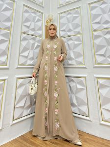 Gamis Bordir Simpel | Bahan Ceruty Premium | Dress Lebaran Terbaru